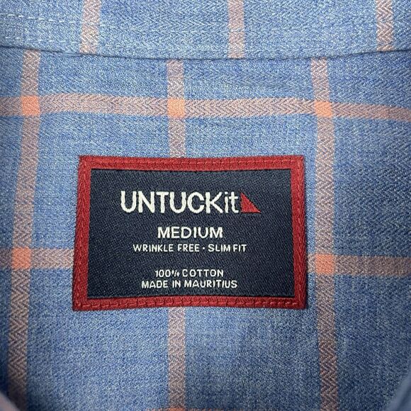 Untuckit Men’s Long Sleeve Button Up Blue Pink Check- M - Picture 4 of 9